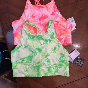 Lululemon Tie Dye Sports Bra Tank Top Bundle - Pink/Coral and Green/White